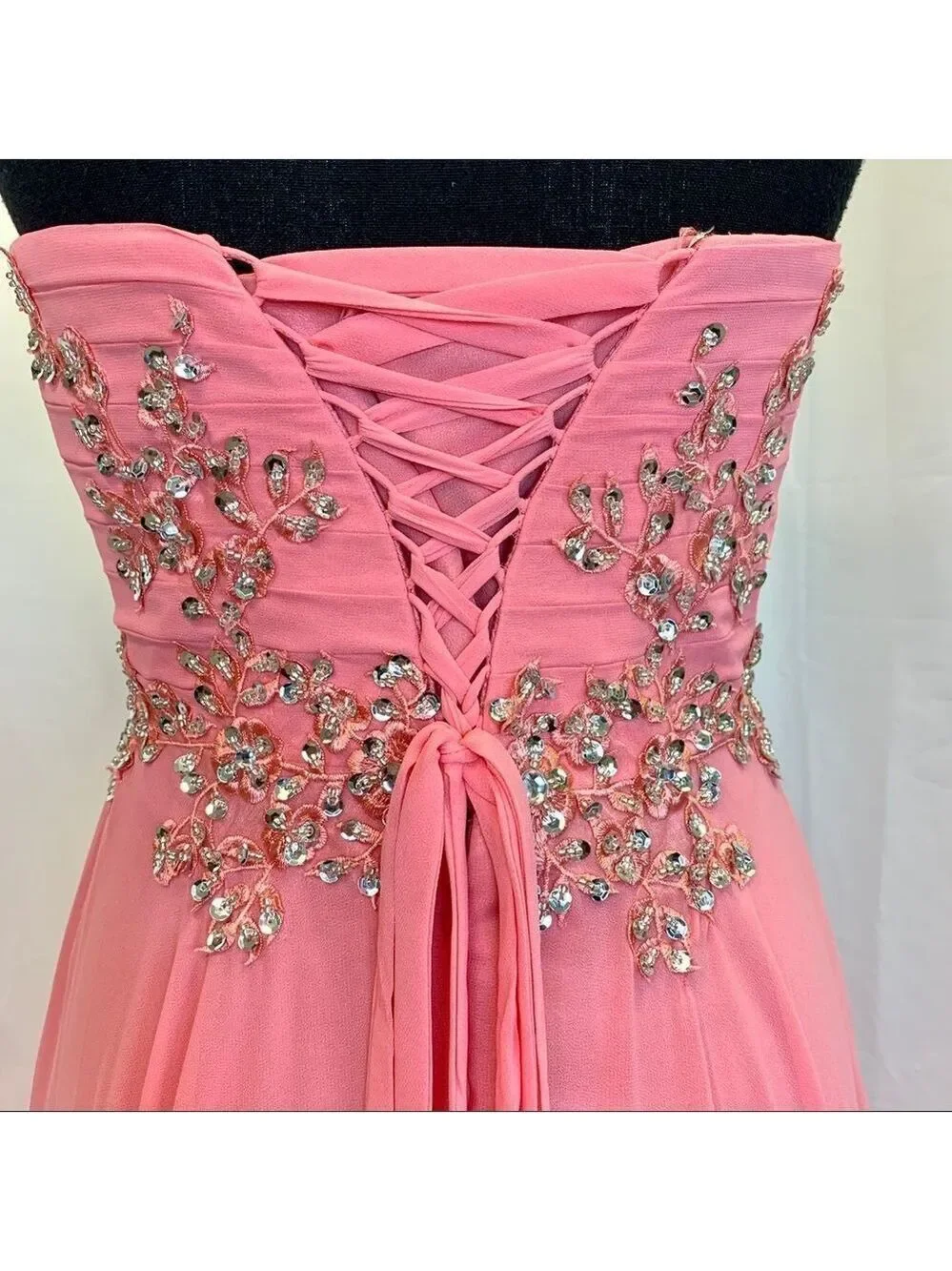 ANNA Rose pink sleeveless sequin beaded sweetheart prom bridesmaid gown🔥
